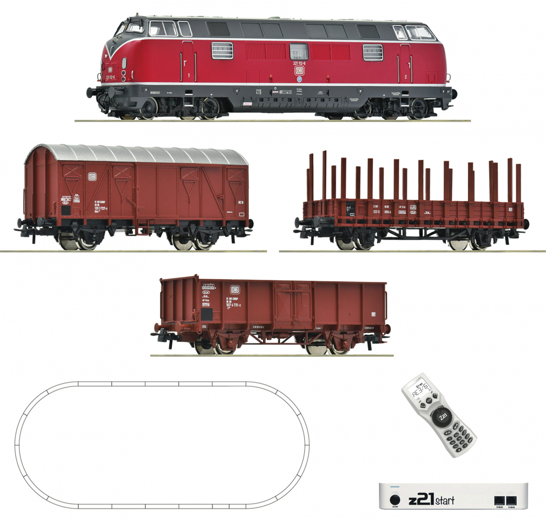 ROCO 5110008 BR Дизель 221 с грузовым составом + ROCO 10814 Комплект для управления через WIFI